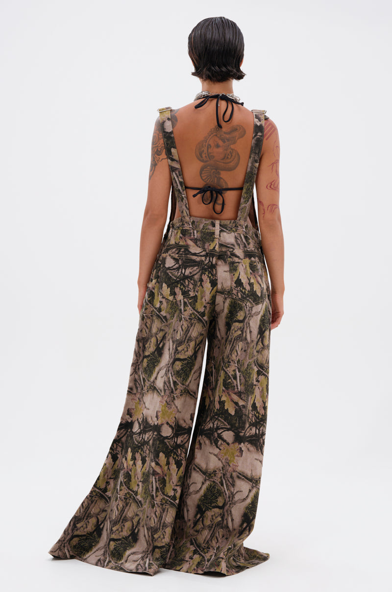 CARMINE CAMO OVERSIZED OVERALLS