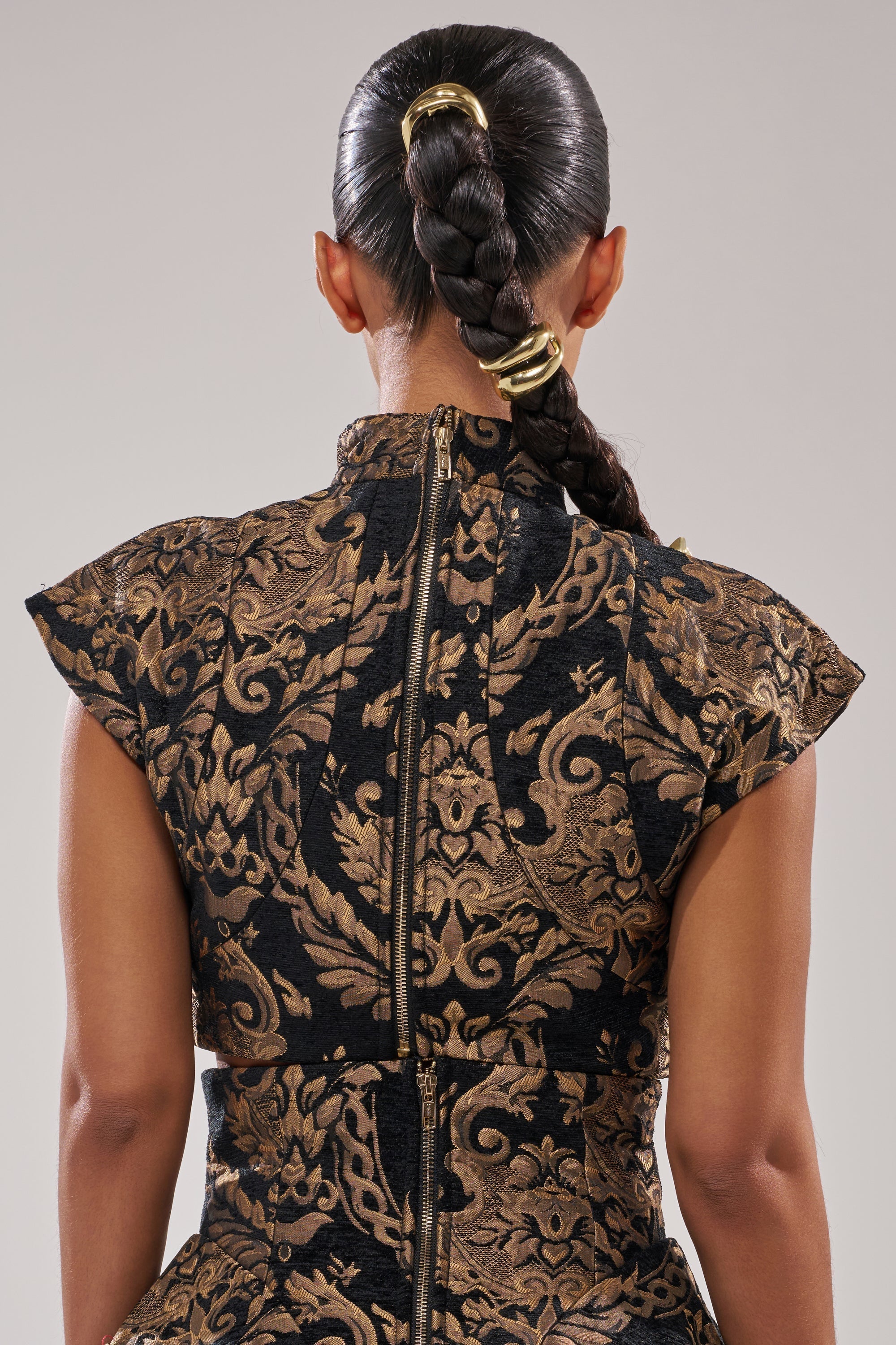 KAYLA BROCADE LONG SLEEVE BLOUSE