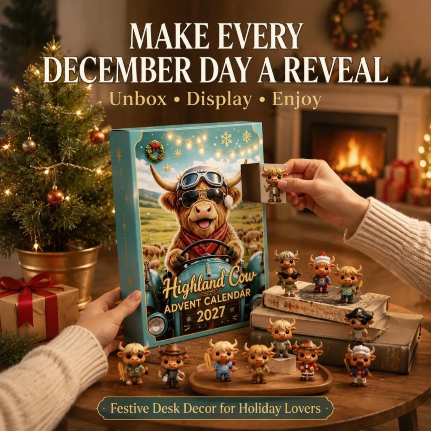 2027 Highland Cow Advent Calendar - 24-Day Countdown with Collectible Figurines