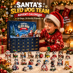 🎄🐕Christmas Gift For Kids – 24 Days Sled Dog Surprise Calendar With Cute Arctic Puppy Collection
