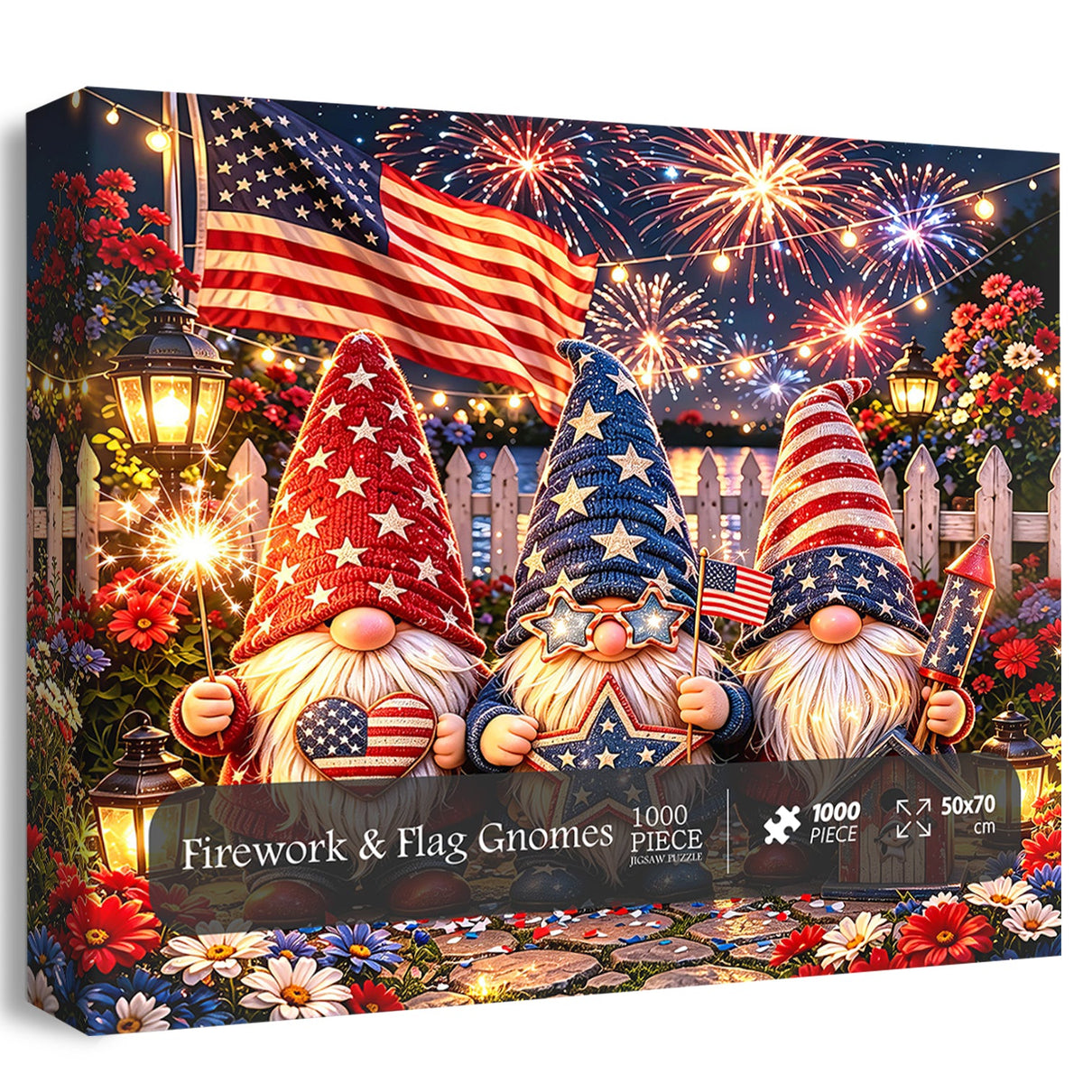 Firework & Flag Gnomes Jigsaw Puzzle 1000 Piece