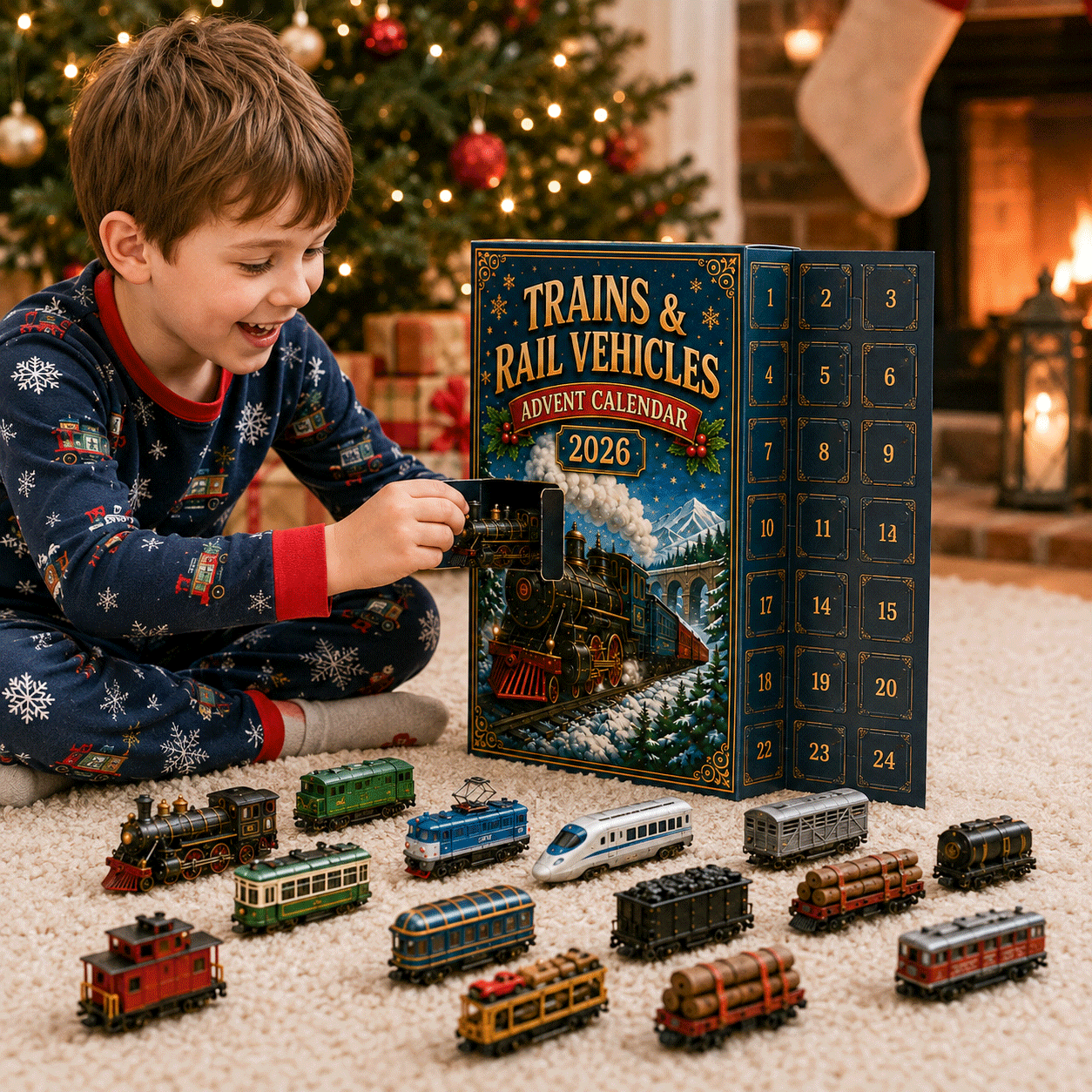 ⏰Christmas Early Bird 50% OFF-🎄🚂Trains & Rail Vehicles Advent Calendar 2026 – 24 Railway Surprises