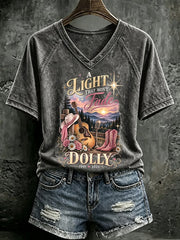 V Neck Retro Great Smoky Mountains A Light That Won't Fade Print T-Shirt