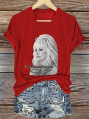 V-Neck Retro I Will Always Love You Print T-Shirt