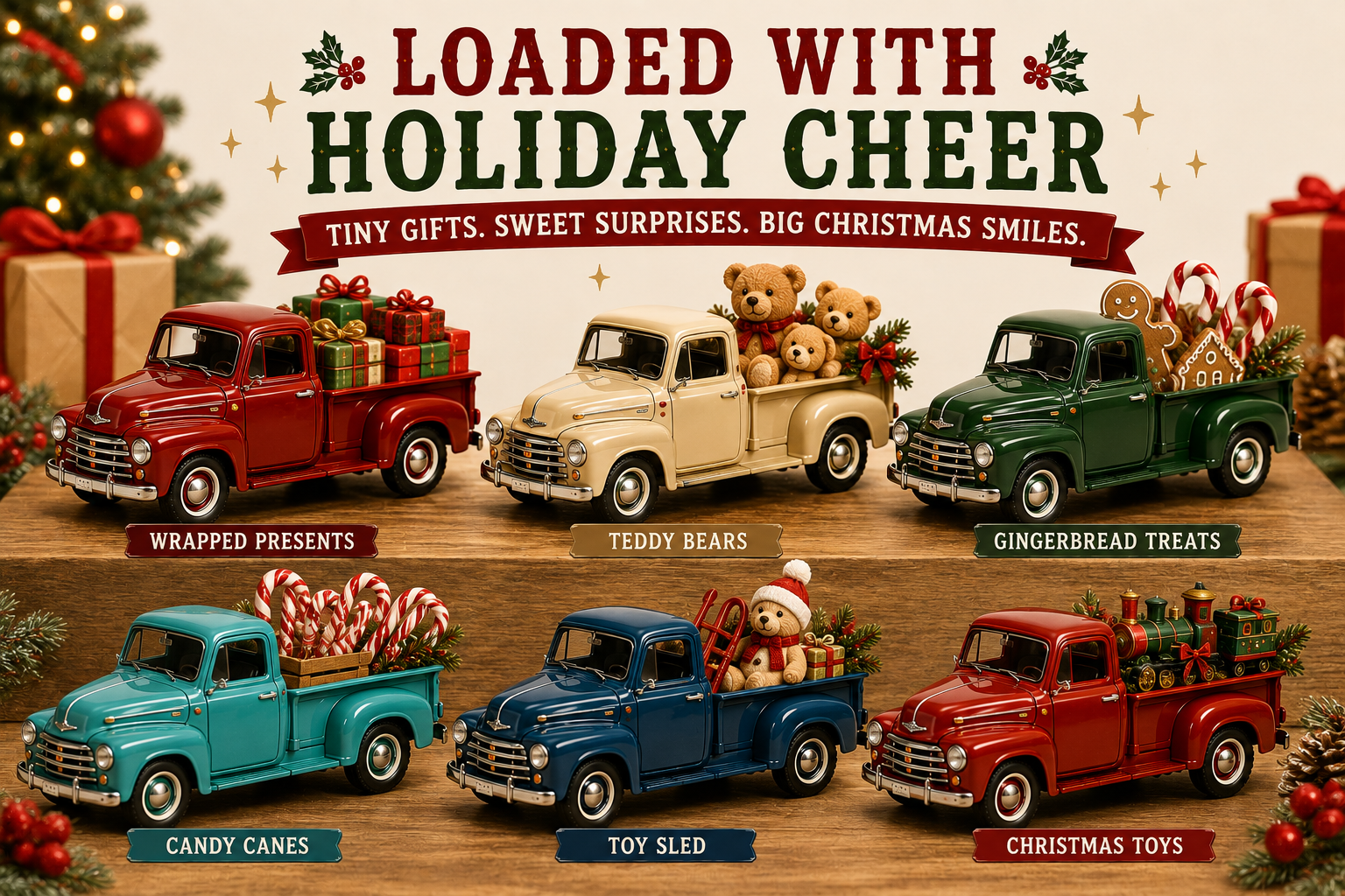 🎄 🛻Christmas Pickup Truck Advent Calendar – 24 Unique Holiday Trucks with Festive Surprises