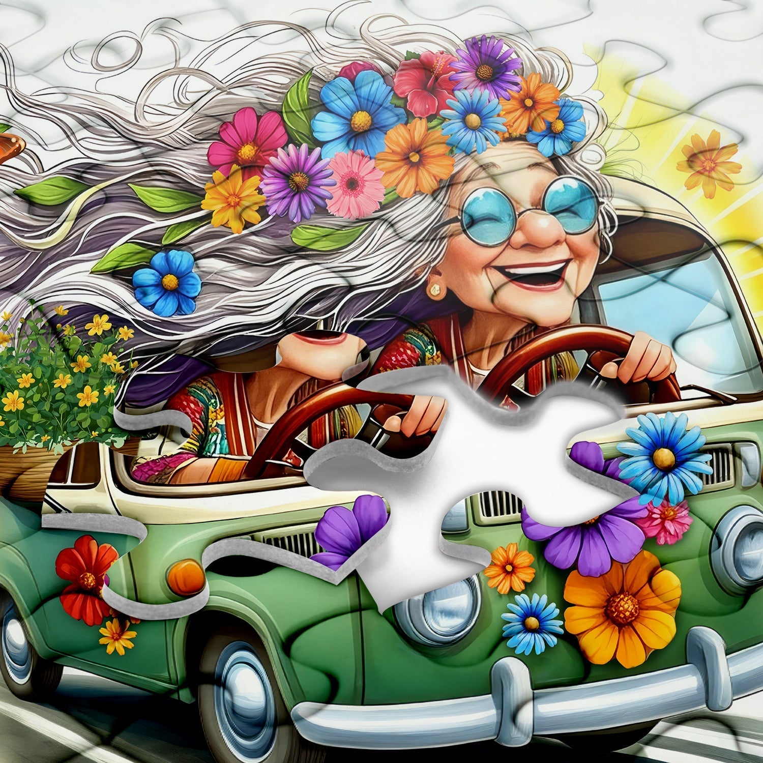 Granny’s Flower Van Jigsaw Puzzles 1000 Pieces