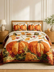 Pumpkin Patch Thanksgiving 3‐Piece Quilted Bedding Set
