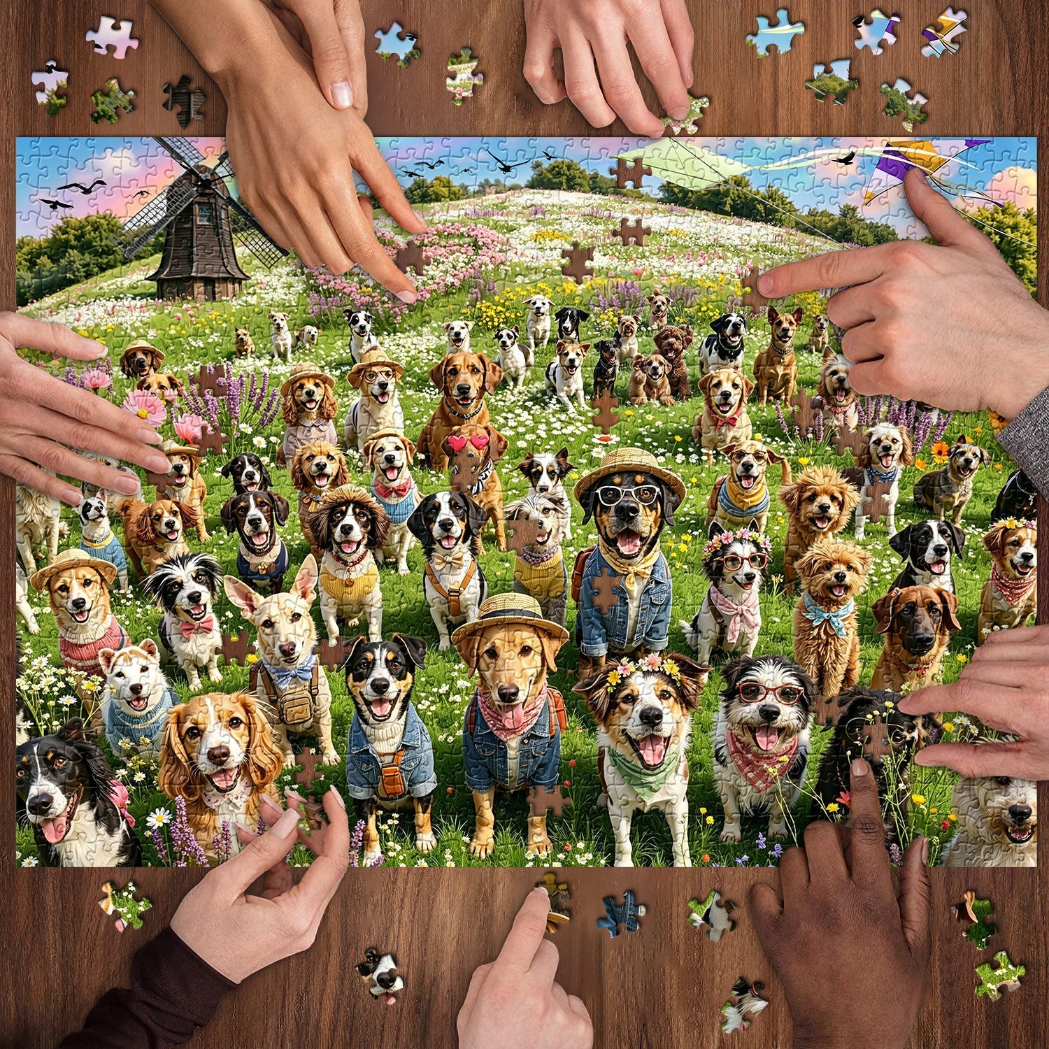 Dogs & Wild Blooms Jigsaw Puzzle 1000 Piece