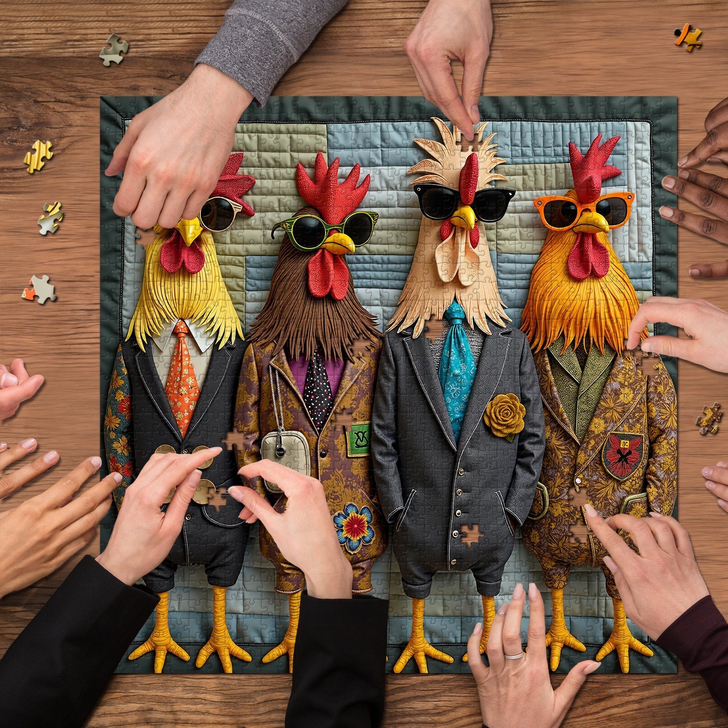 Runway Roosters Jigsaw Puzzle 1000 Pieces