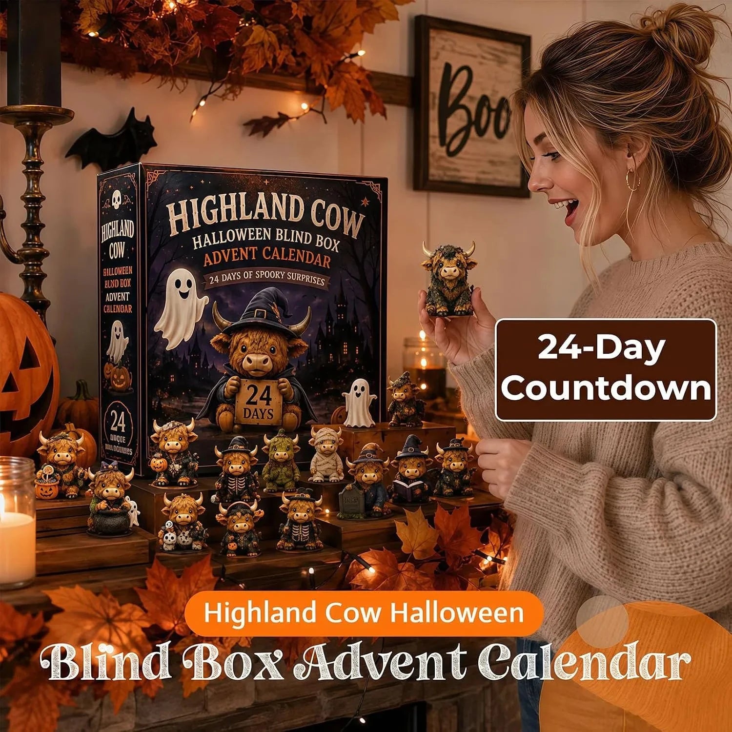2026 Highland Cow Halloween Advent Calendar - 24-Day Countdown