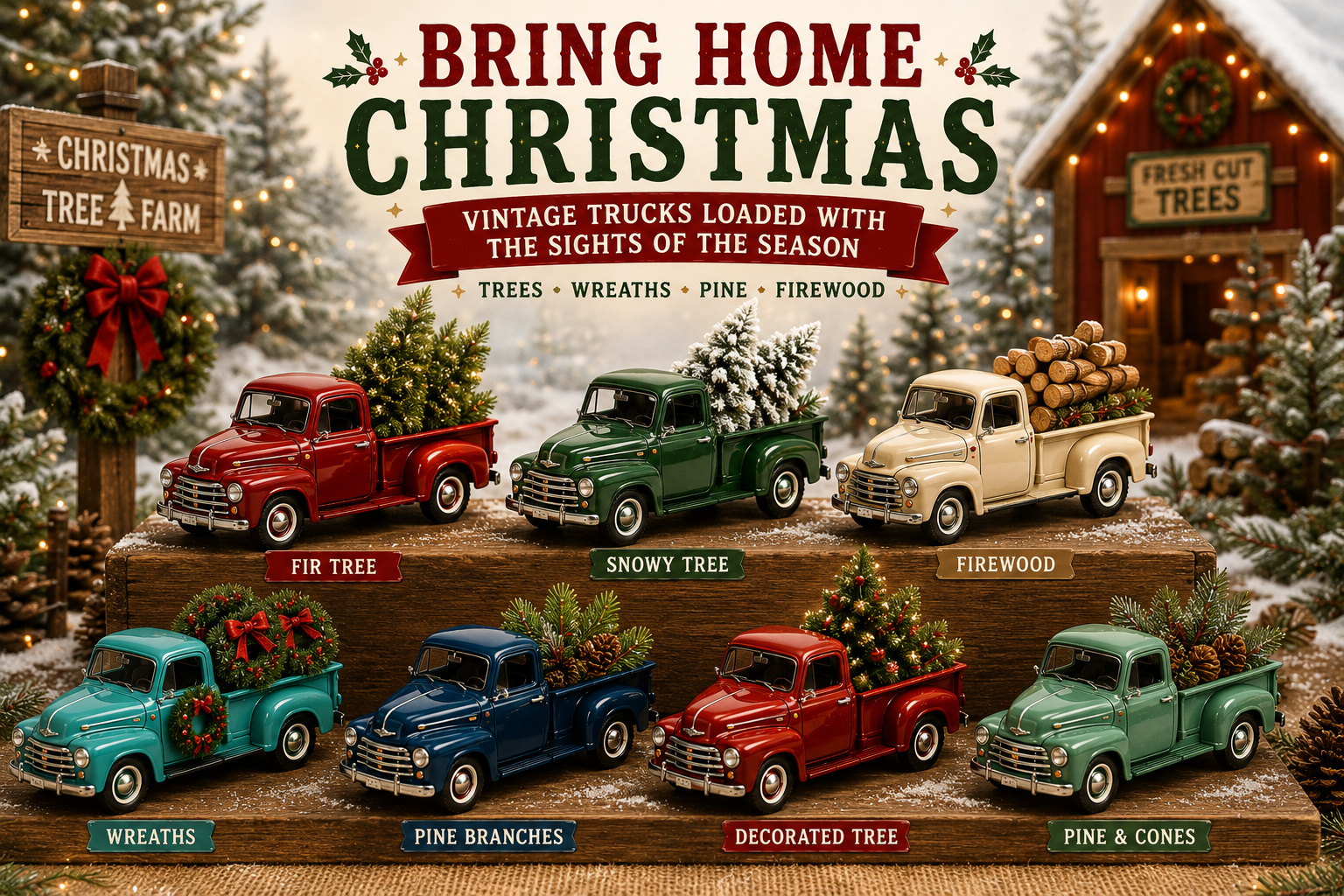 🎄 🛻Christmas Pickup Truck Advent Calendar – 24 Unique Holiday Trucks with Festive Surprises