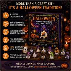 🔥HOT SALE 49% OFF - 🎃✨ 31 Days of Gnome Surprises Halloween Diamond Painting Advent Calendar