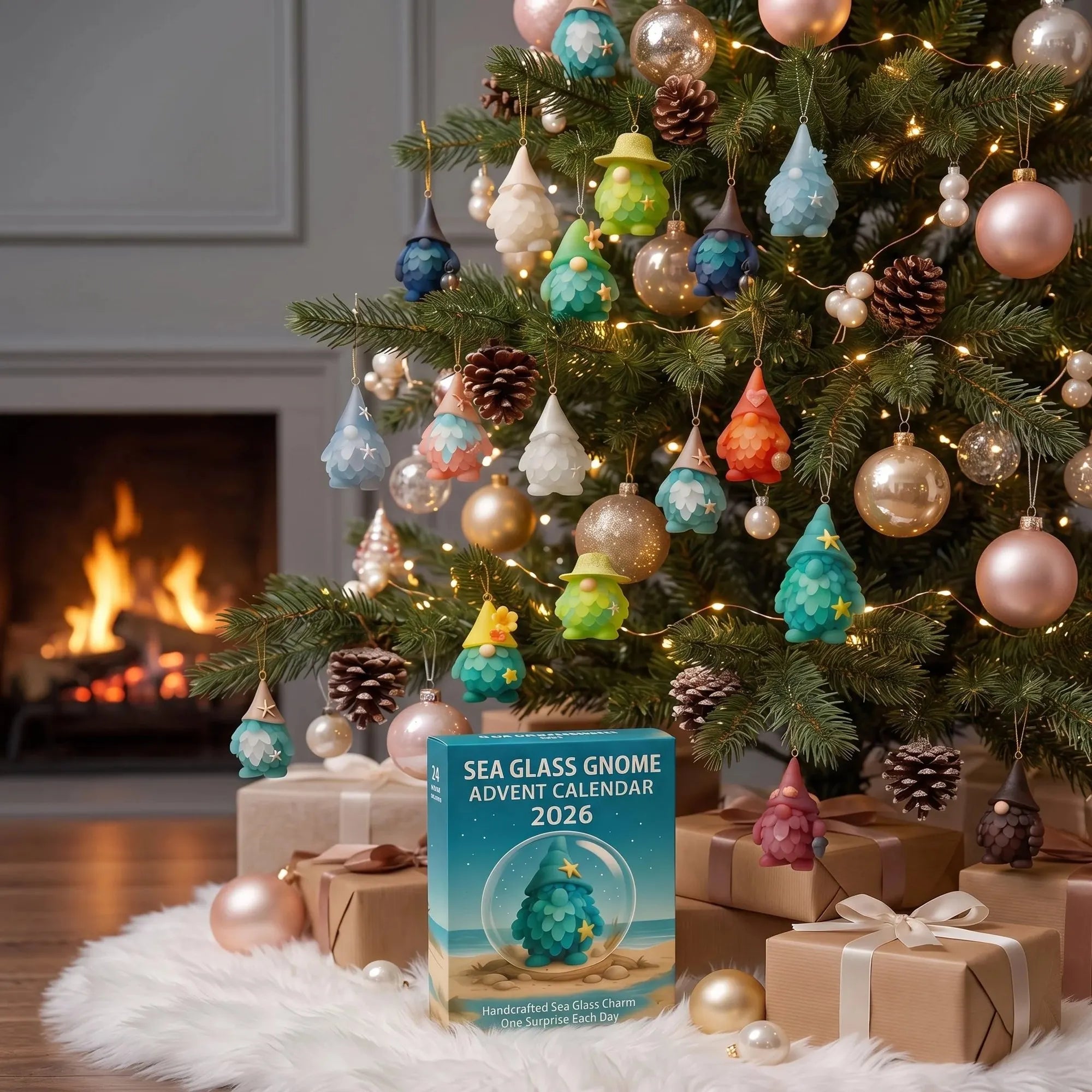 🌊🧝‍♂️ Sea Glass Gnome Advent Calendar 2026 | 24 Coastal Gnome Charms for Christmas Countdown, Tree Decor & Holiday Gifts