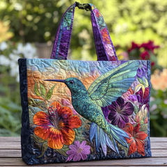 Hummingbird Charm Quilted Tote  Bag