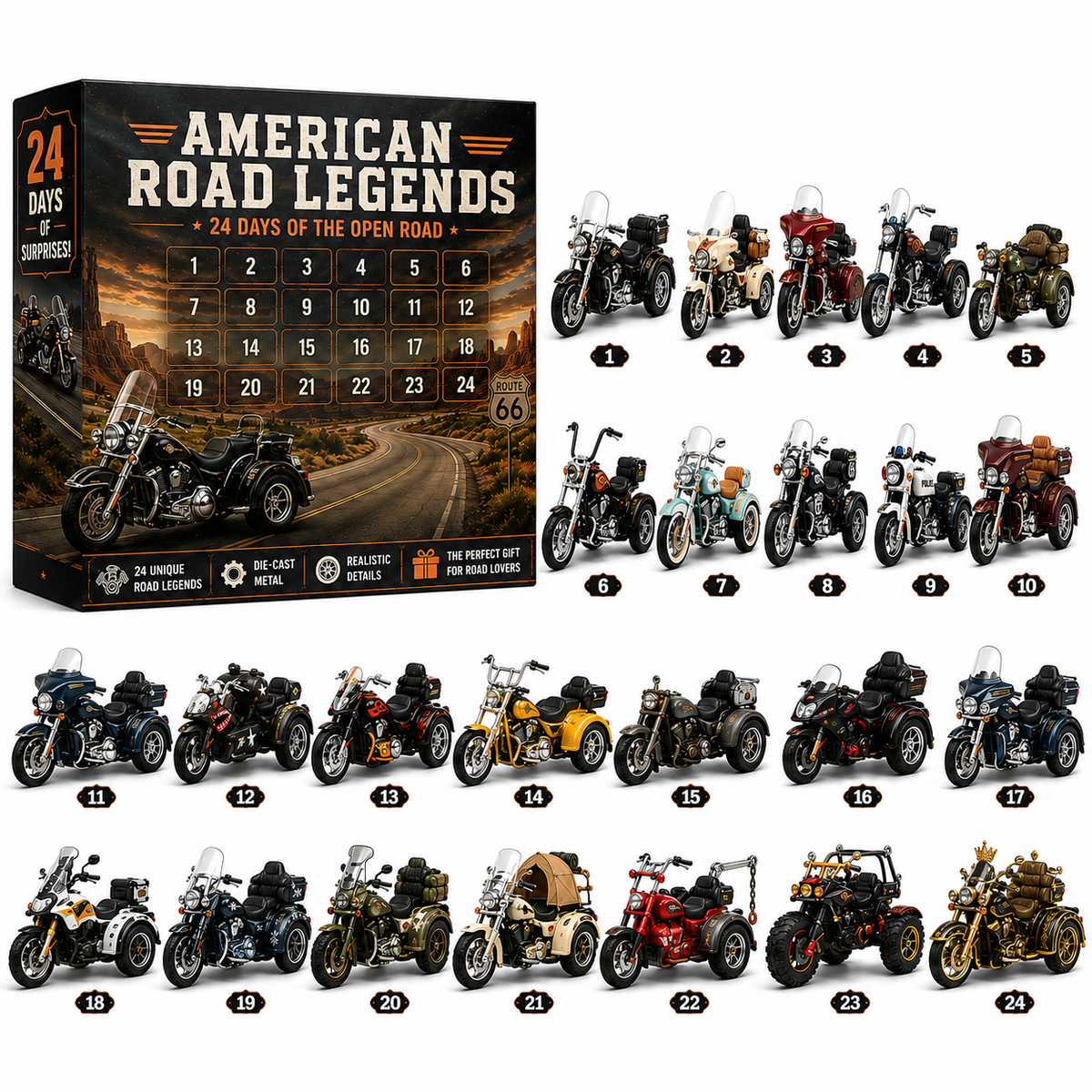 🎁American Road Legends Advent Calendar – 24 Days of Iconic Trike Collectibles