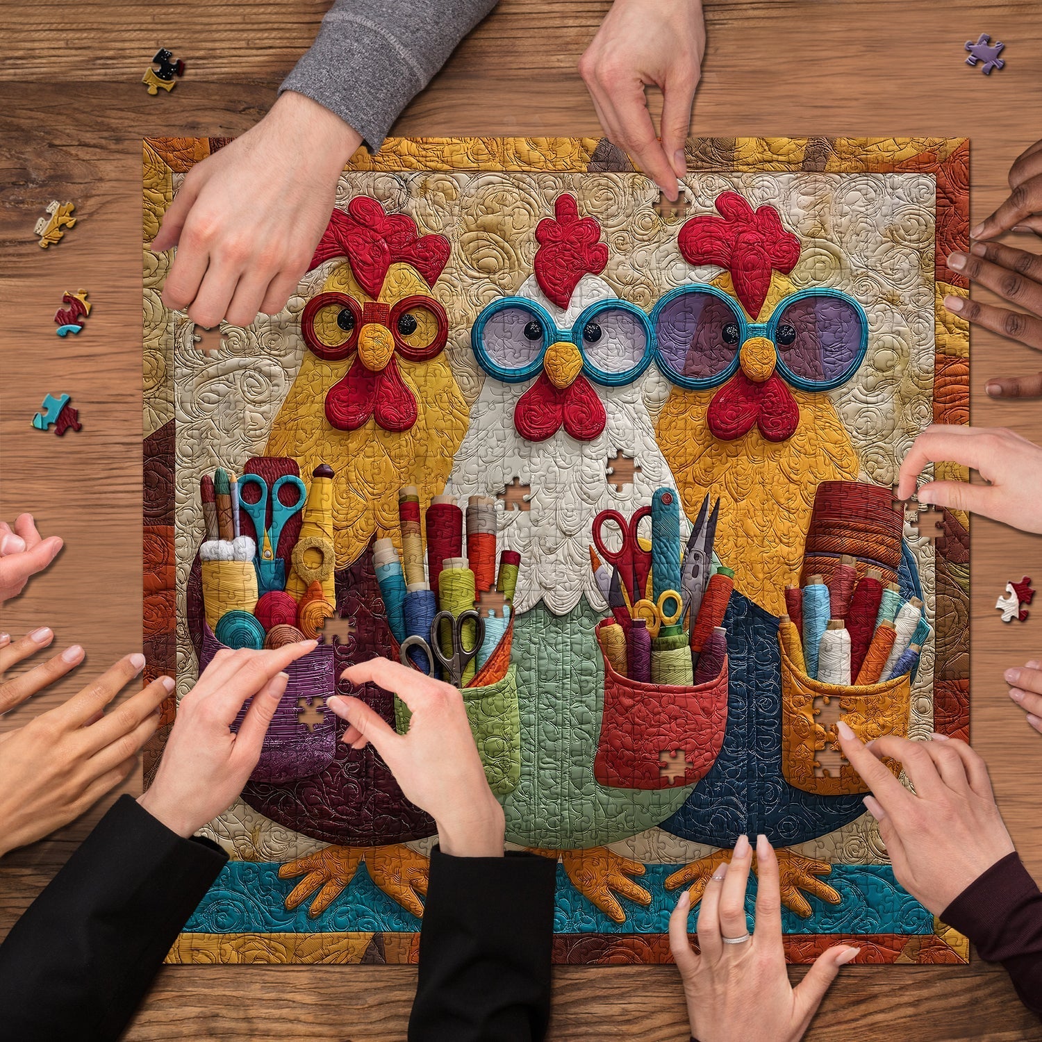 Sewing Chicken Jigsaw Puzzle 1000 Pieces