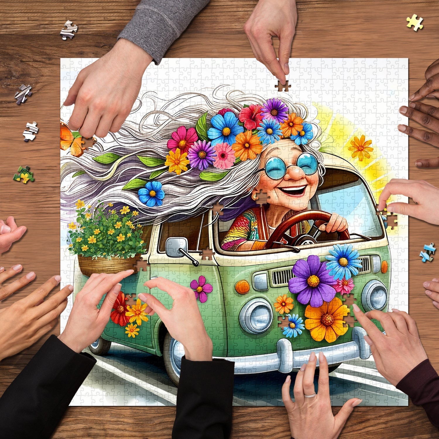 Granny’s Flower Van Jigsaw Puzzles 1000 Pieces
