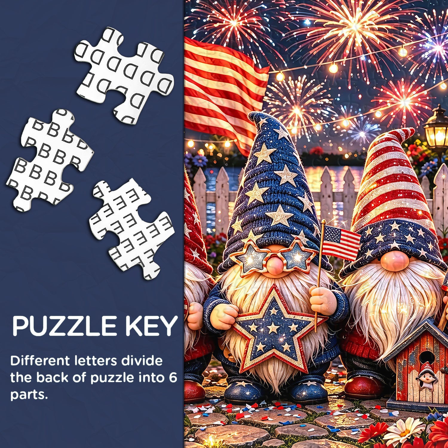 Firework & Flag Gnomes Jigsaw Puzzle 1000 Piece