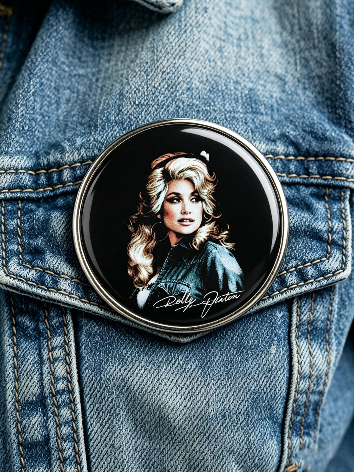 Unisex Retro Rip Dolly Parton Pin-Back Button