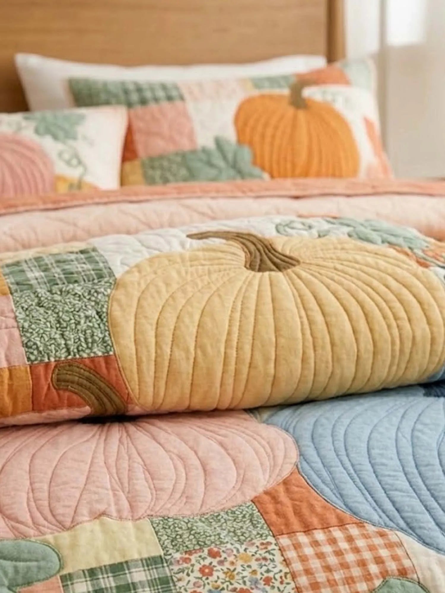 Pumpkin Quilted Bedding Set