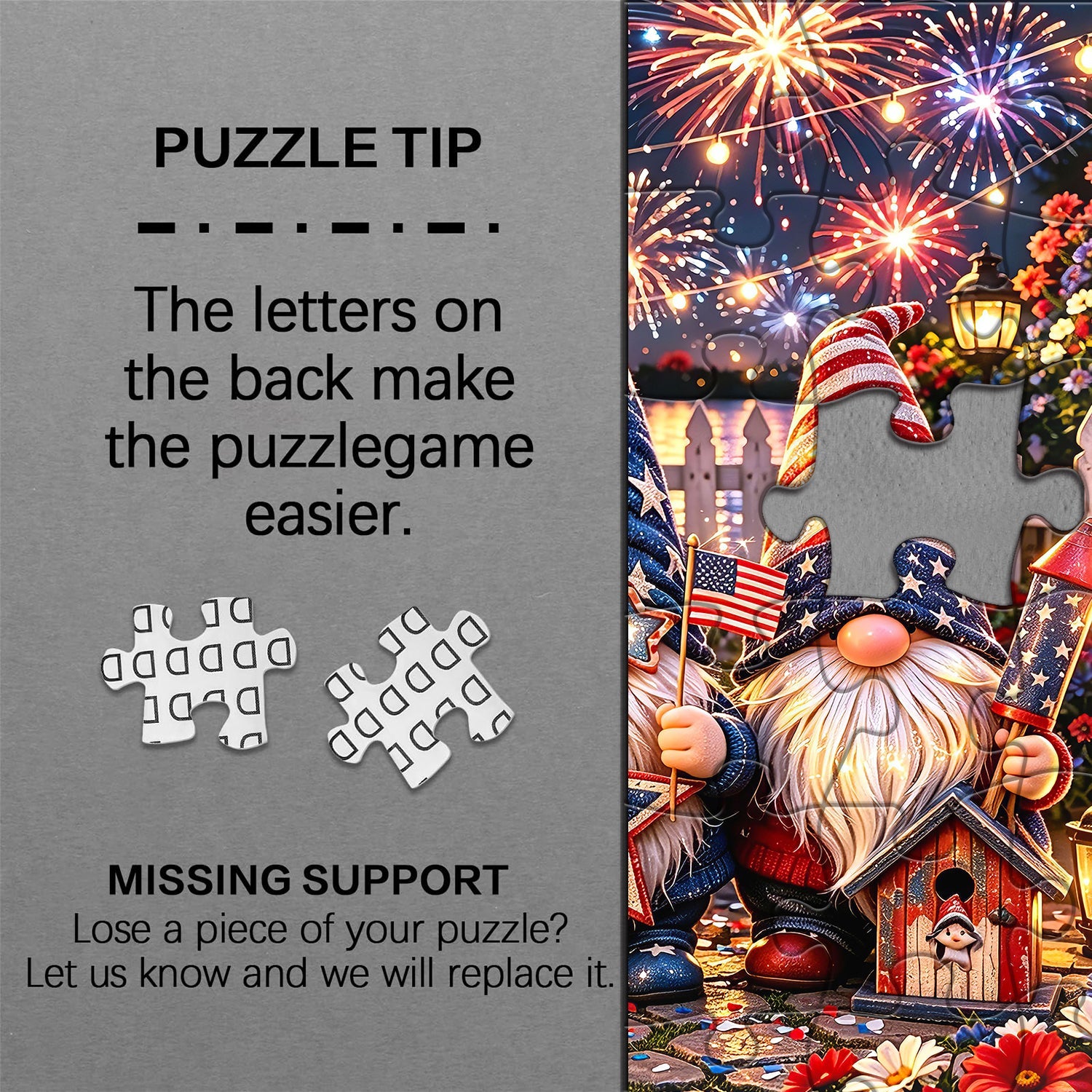 Firework & Flag Gnomes Jigsaw Puzzle 1000 Piece