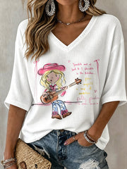V-Neck Retro Tumble Out Of Bed & I Stumble In The Kitchen... Pour Myself A Cup Of Ambition Print T-Shirt