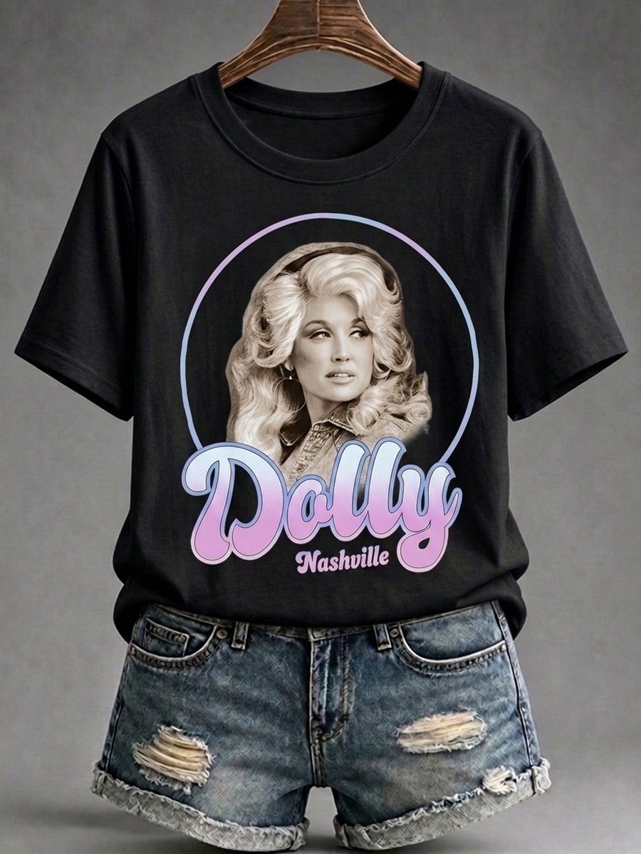 Women's Dolly Parton Tribute Print Short-Sleeve T-Shirt
