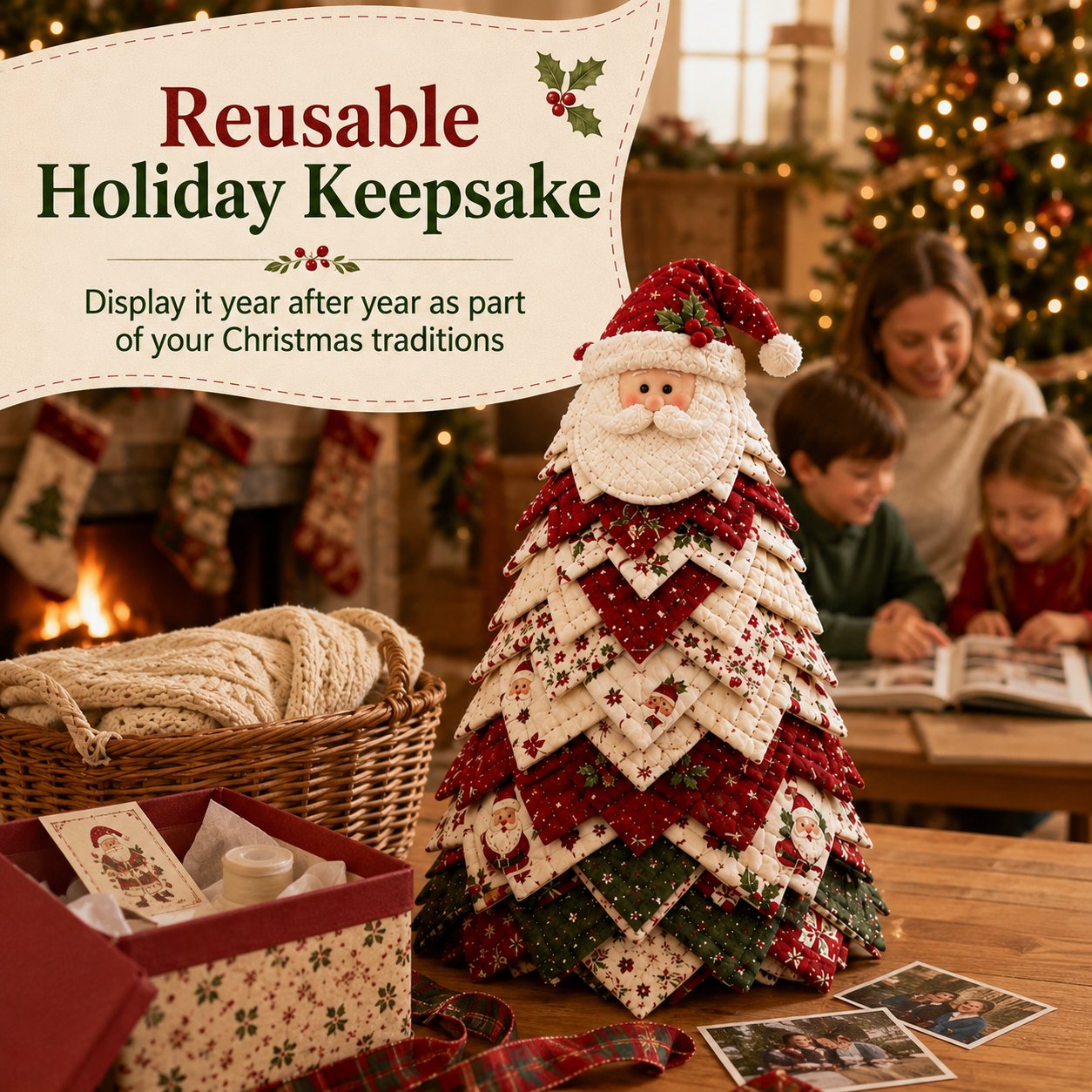 ✅ 🔥 LAST DAY 50% OFF 🎄 DIY Quilted Santa Christmas Tree Kit – Create a Cozy Handmade Holiday Decoration