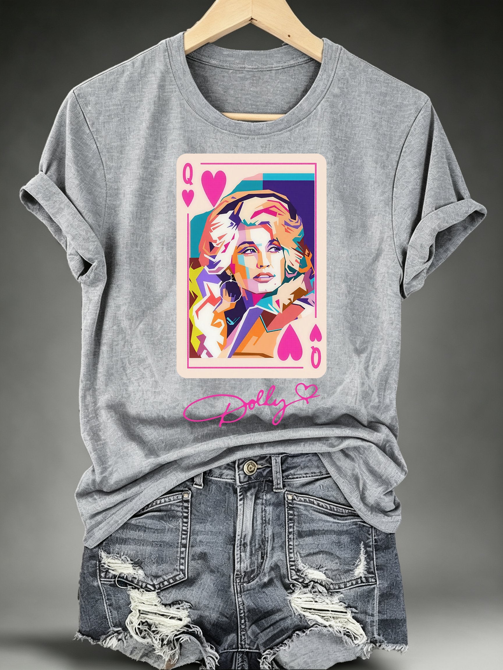Women's Queen of Hearts Shirt Country Music Graphic Print T-Shirt