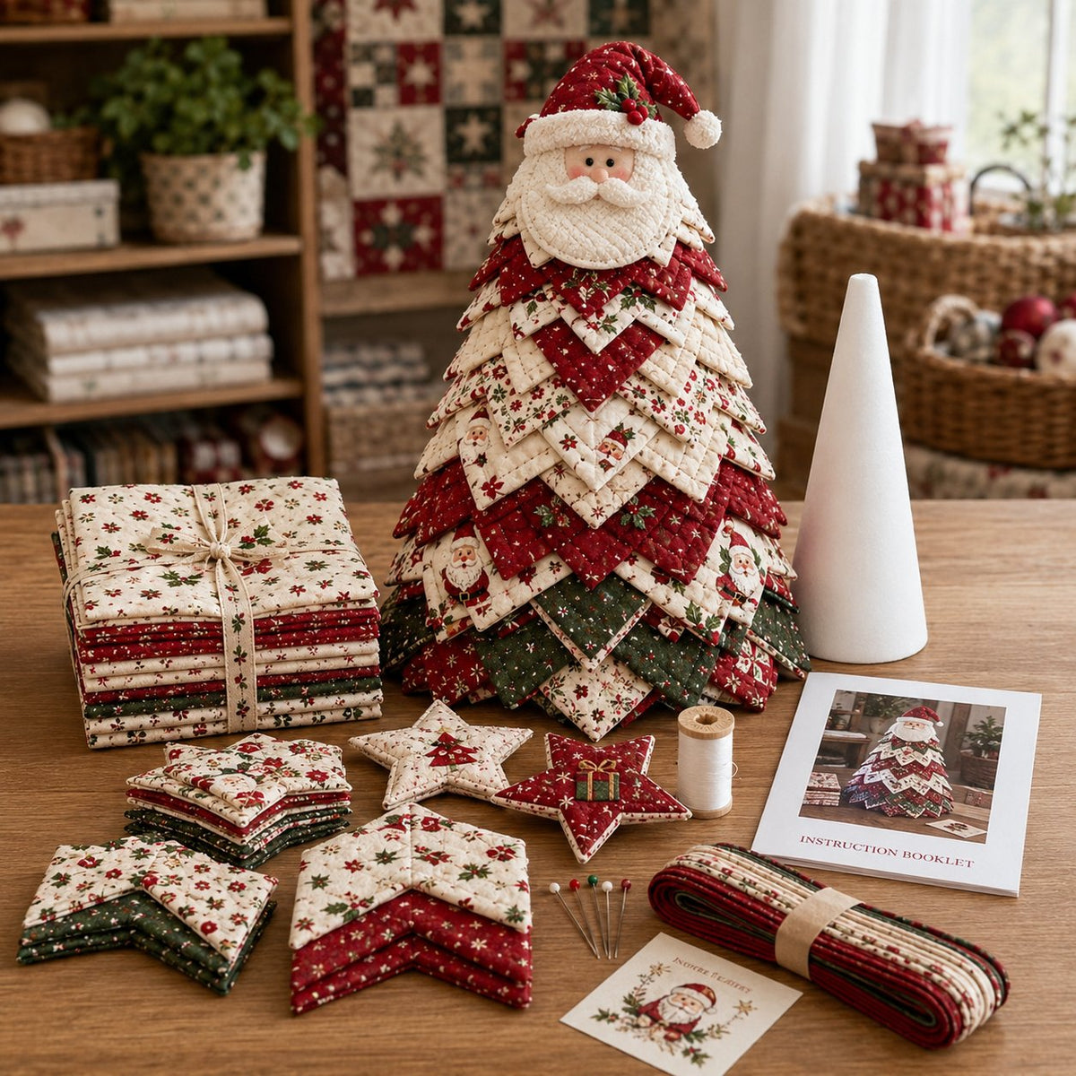 ✅ 🔥 LAST DAY 50% OFF 🎄 DIY Quilted Santa Christmas Tree Kit – Create a Cozy Handmade Holiday Decoration