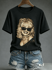 Women's Forever Our Queen of Country Print Short-Sleeve Top