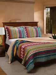 Southwestern Bohemian Stripe 3‐Piece Quilted Bedding Set