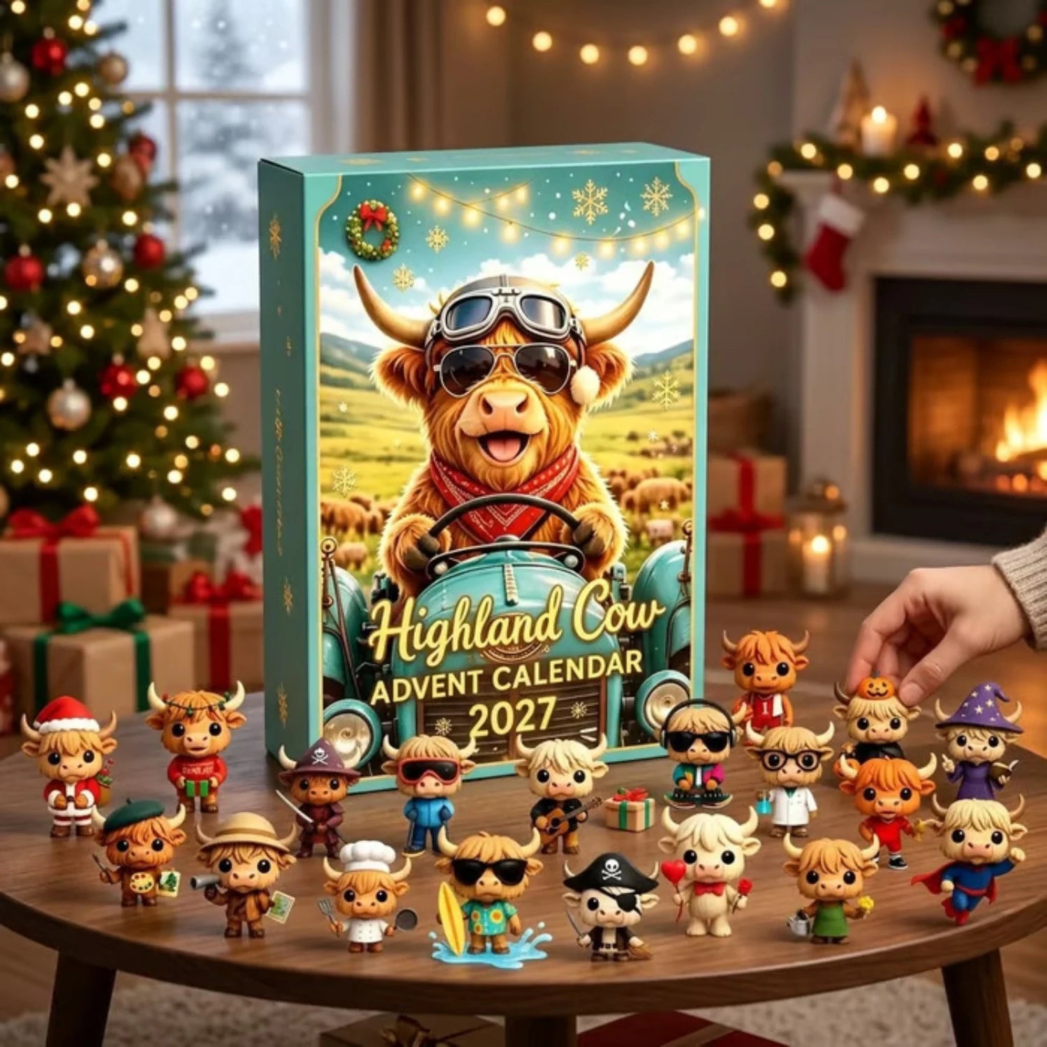 2027 Highland Cow Advent Calendar - 24-Day Countdown with Collectible Figurines