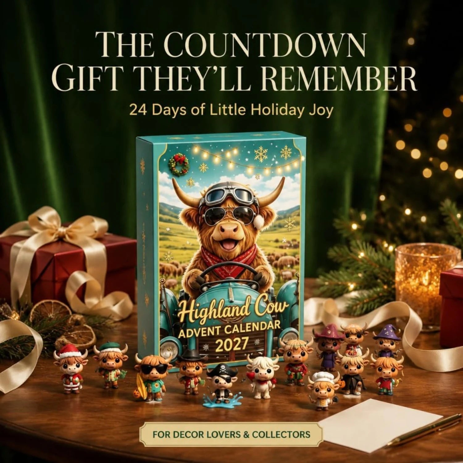 2027 Highland Cow Advent Calendar - 24-Day Countdown with Collectible Figurines