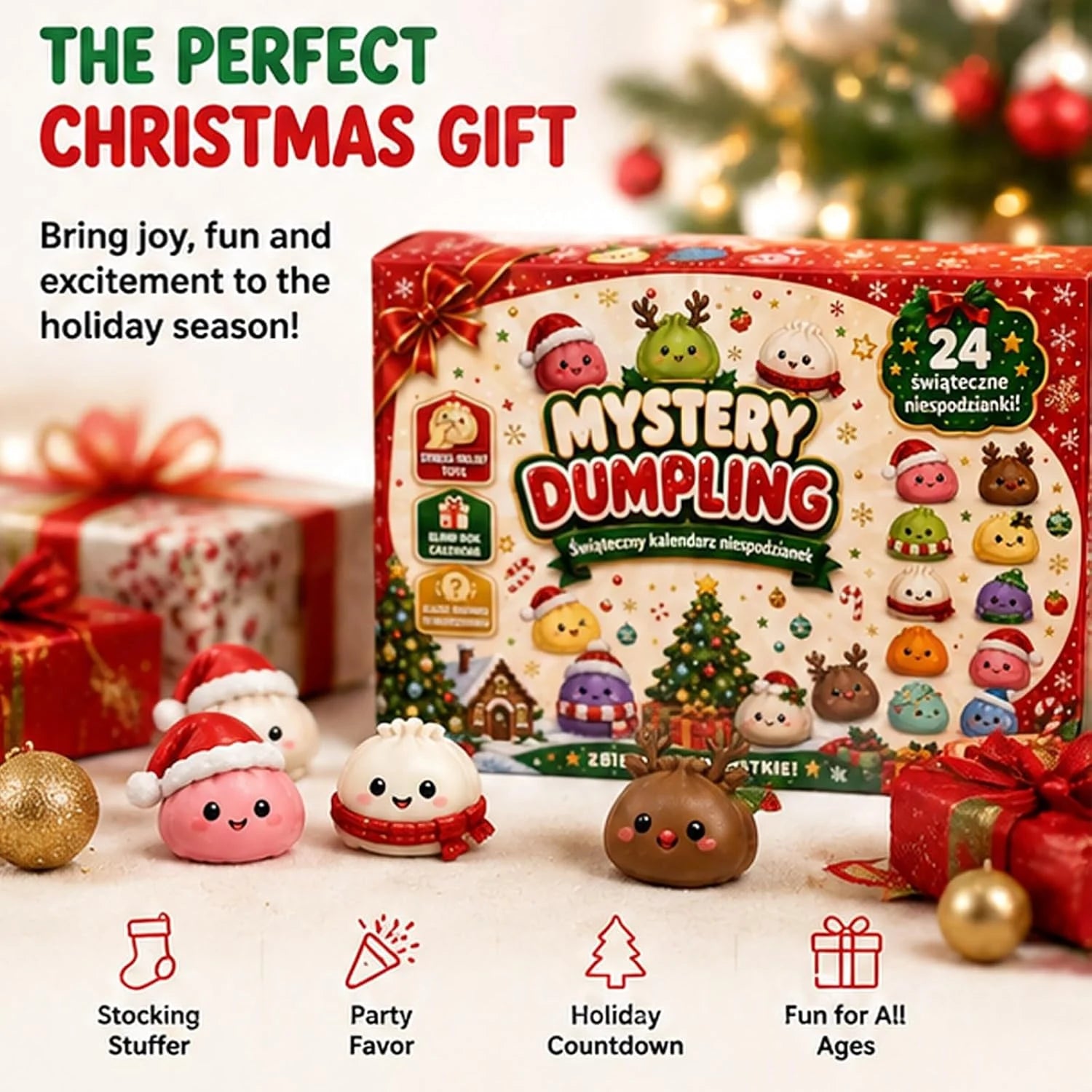 2026 Christmas Dumpling Squishy Advent Calendar - 24-Day Countdown
