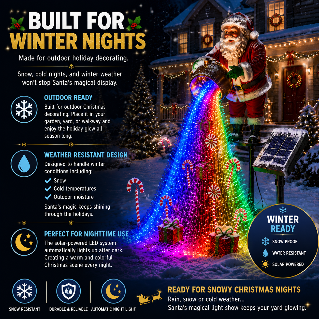 🎅 Santa’s Magical Sweet Treat | Solar Powered Flowing LED Christmas Garden Decoration