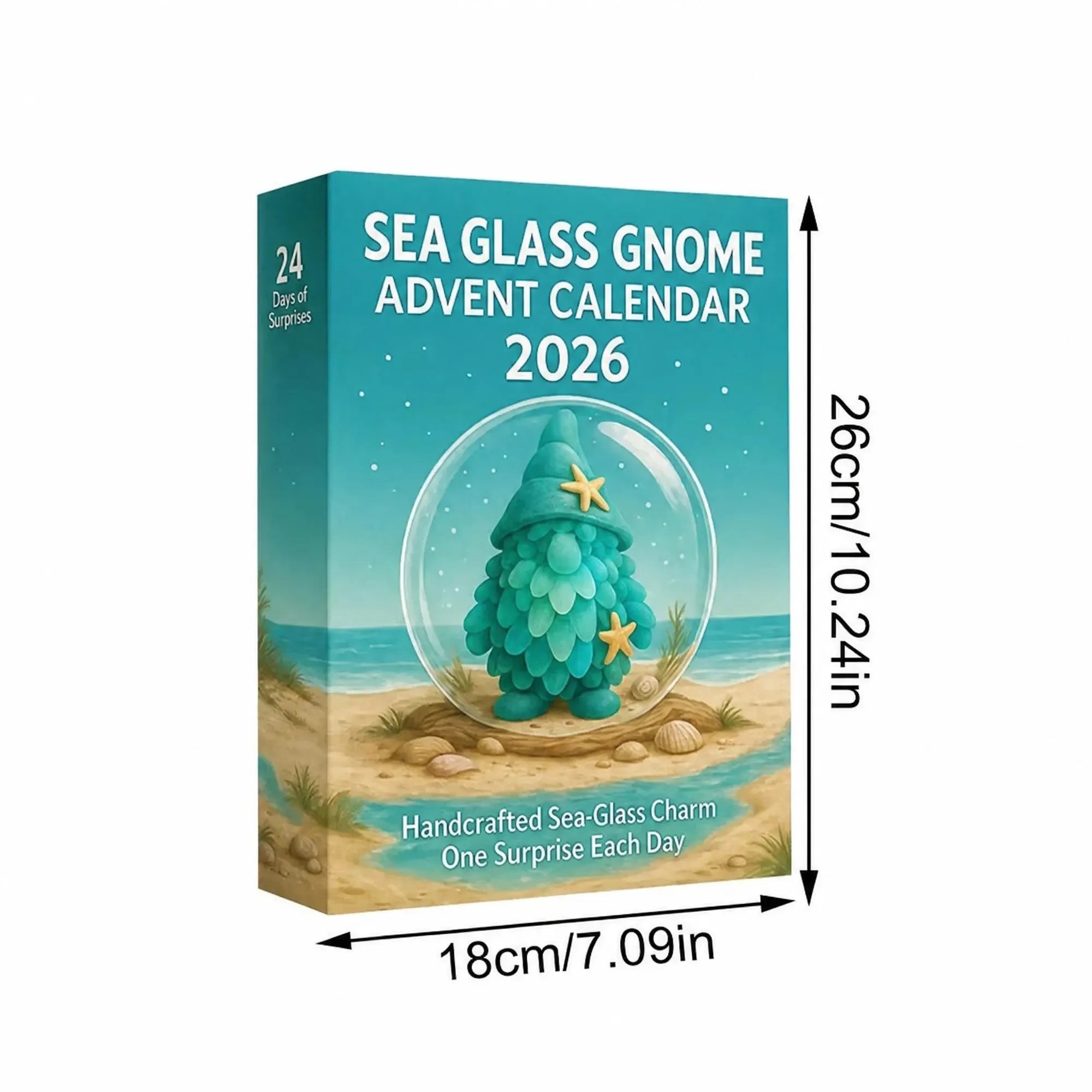 🌊🧝‍♂️ Sea Glass Gnome Advent Calendar 2026 | 24 Coastal Gnome Charms for Christmas Countdown, Tree Decor & Holiday Gifts