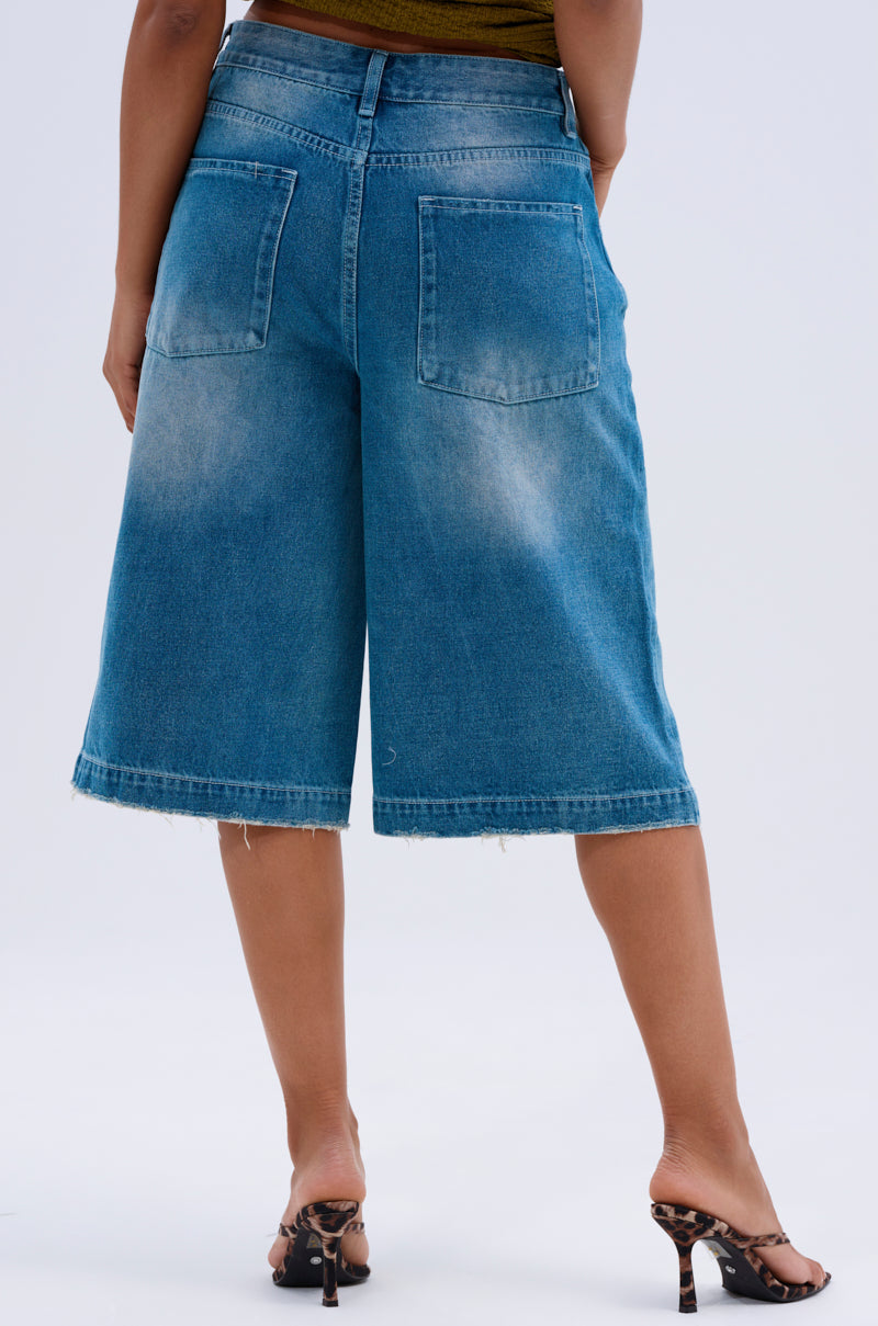 LITERAL PERFECTION BLUE DENIM BERMUDA SHORTS