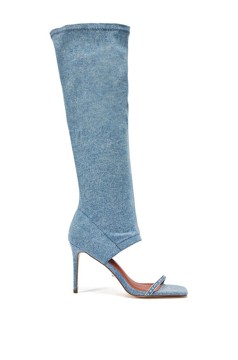 AZALEA WANG ALISHAS DENIM GLADIATOR STILETTO SANDAL