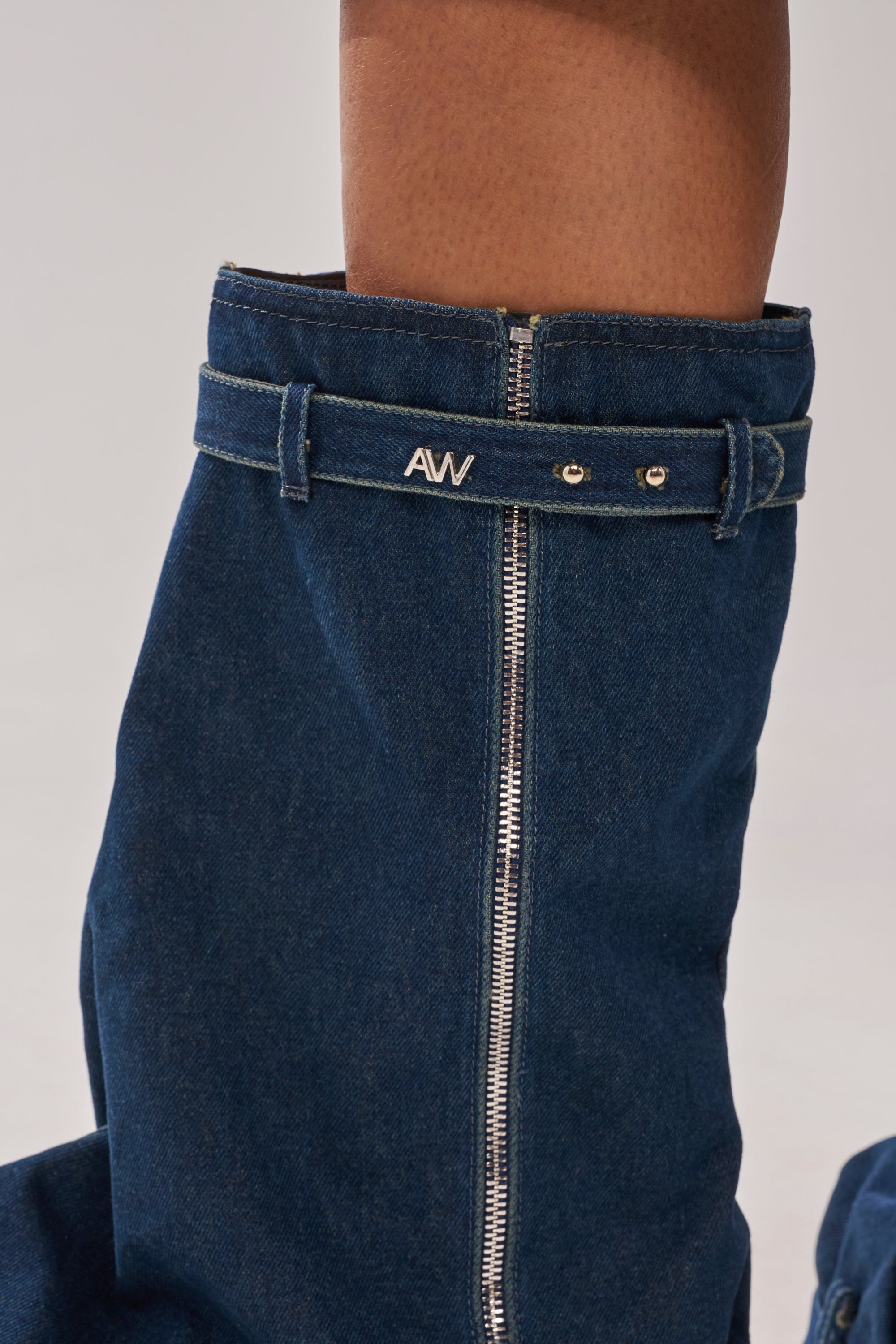 AKIRA GOLD ANGELA FOLD OVER PLATFORM BOOT IN DARK DENIM