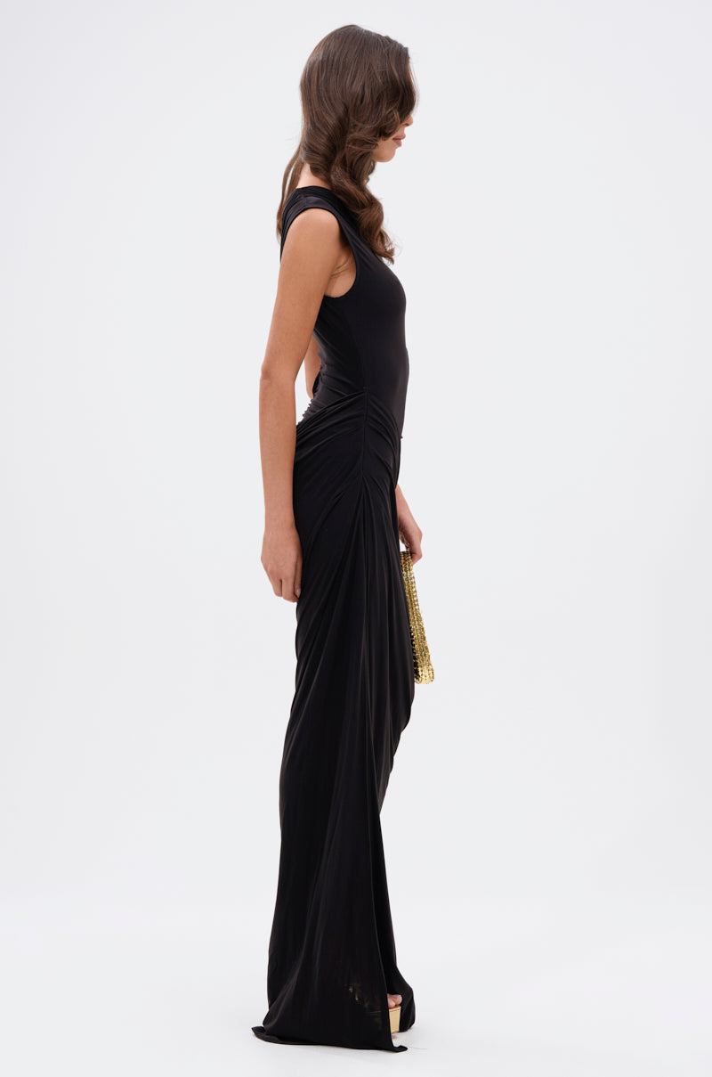 ONLY ME CUT-OUT MIDI DRESS IN BLACK