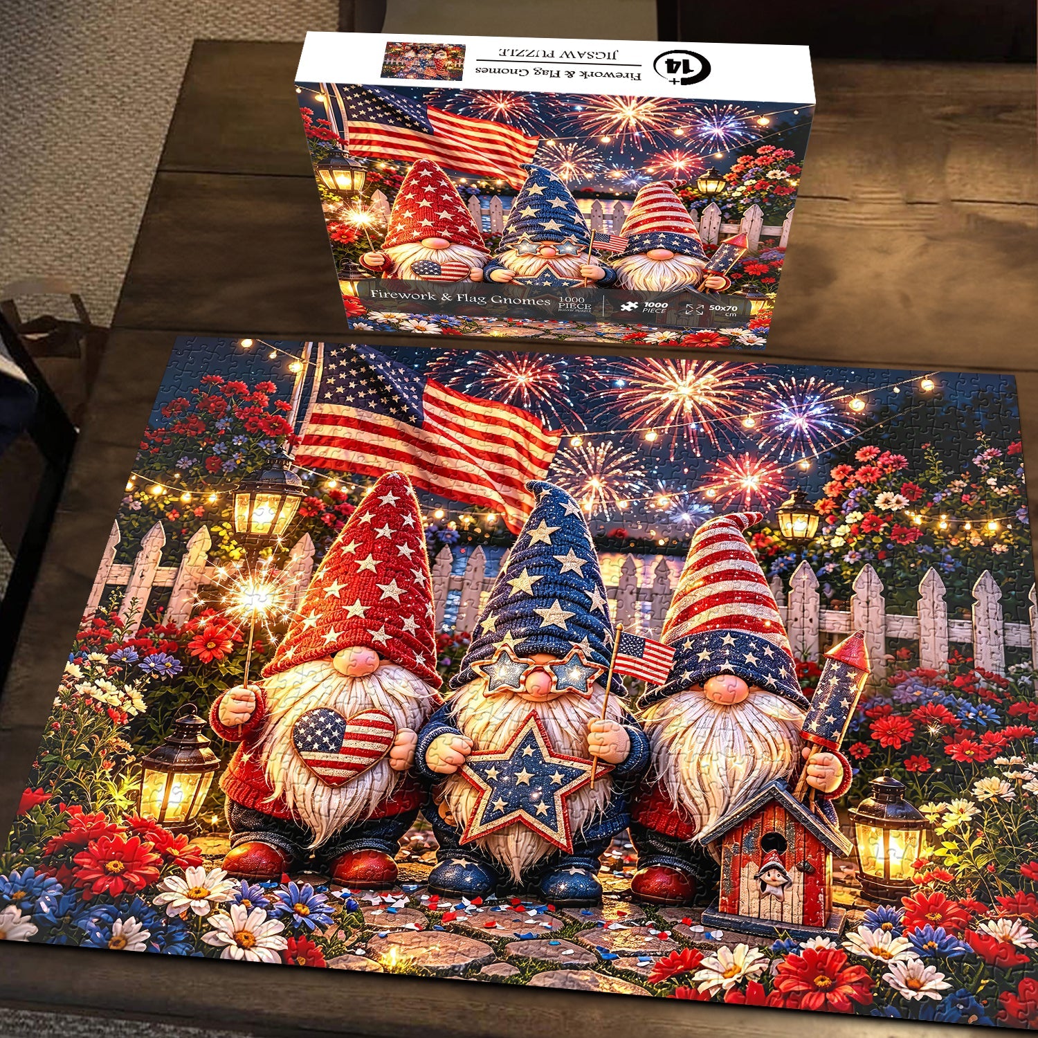 Firework & Flag Gnomes Jigsaw Puzzle 1000 Piece