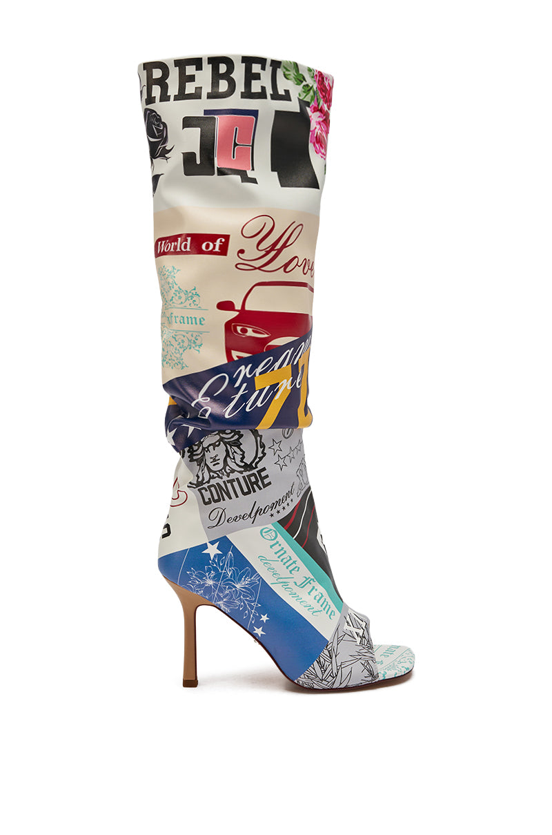 AZALEA WANG JALISA MULTI NOVELTY PRINTED OPEN TOE BOOT