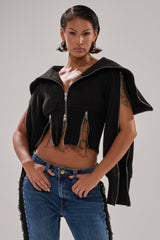MULTI ZIP CORSETED HOODIE