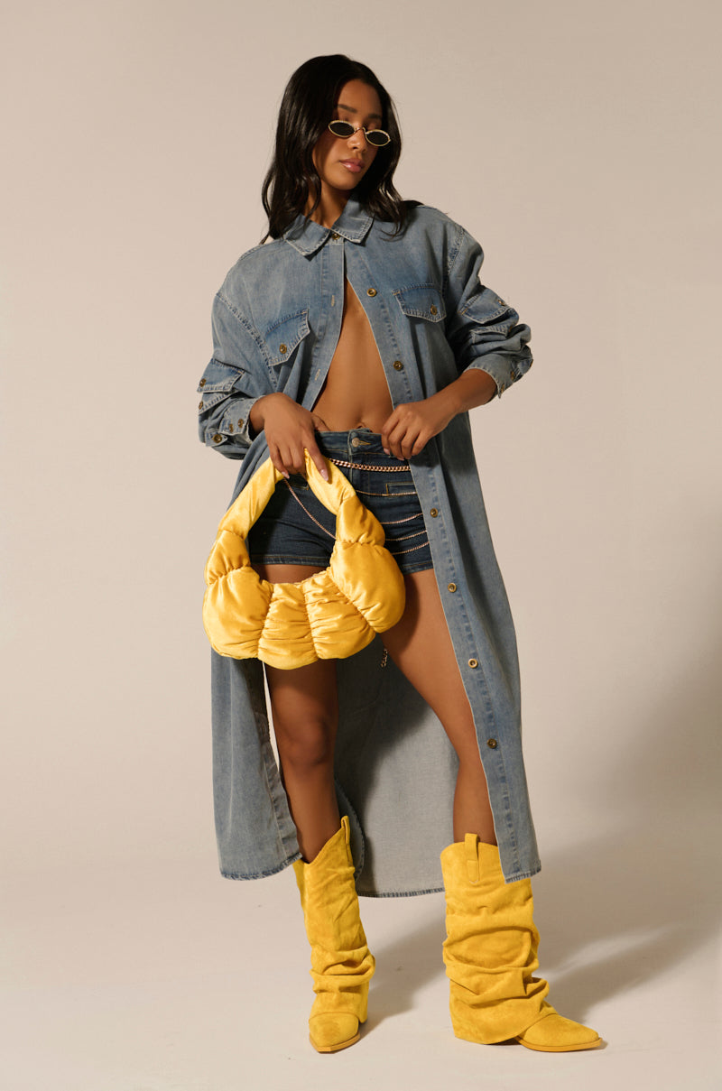 COMFORT QUEEN CHAMBRAY LONG DUSTER