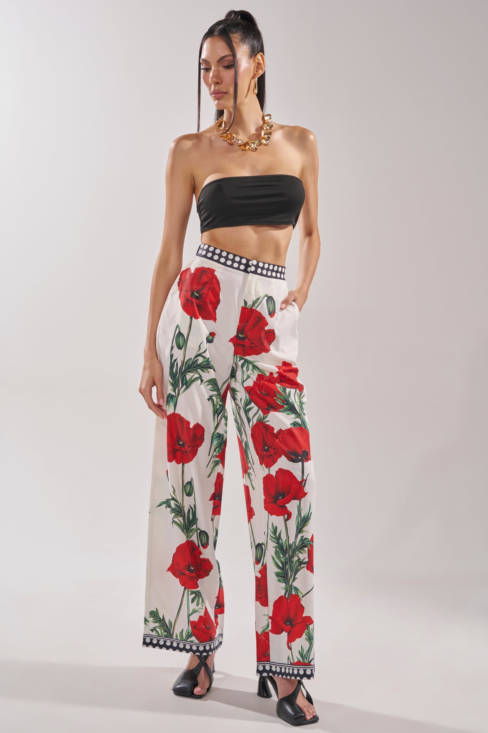 BELLADONNA PRINT PALAZZO PANTS IN WHITE MULTI