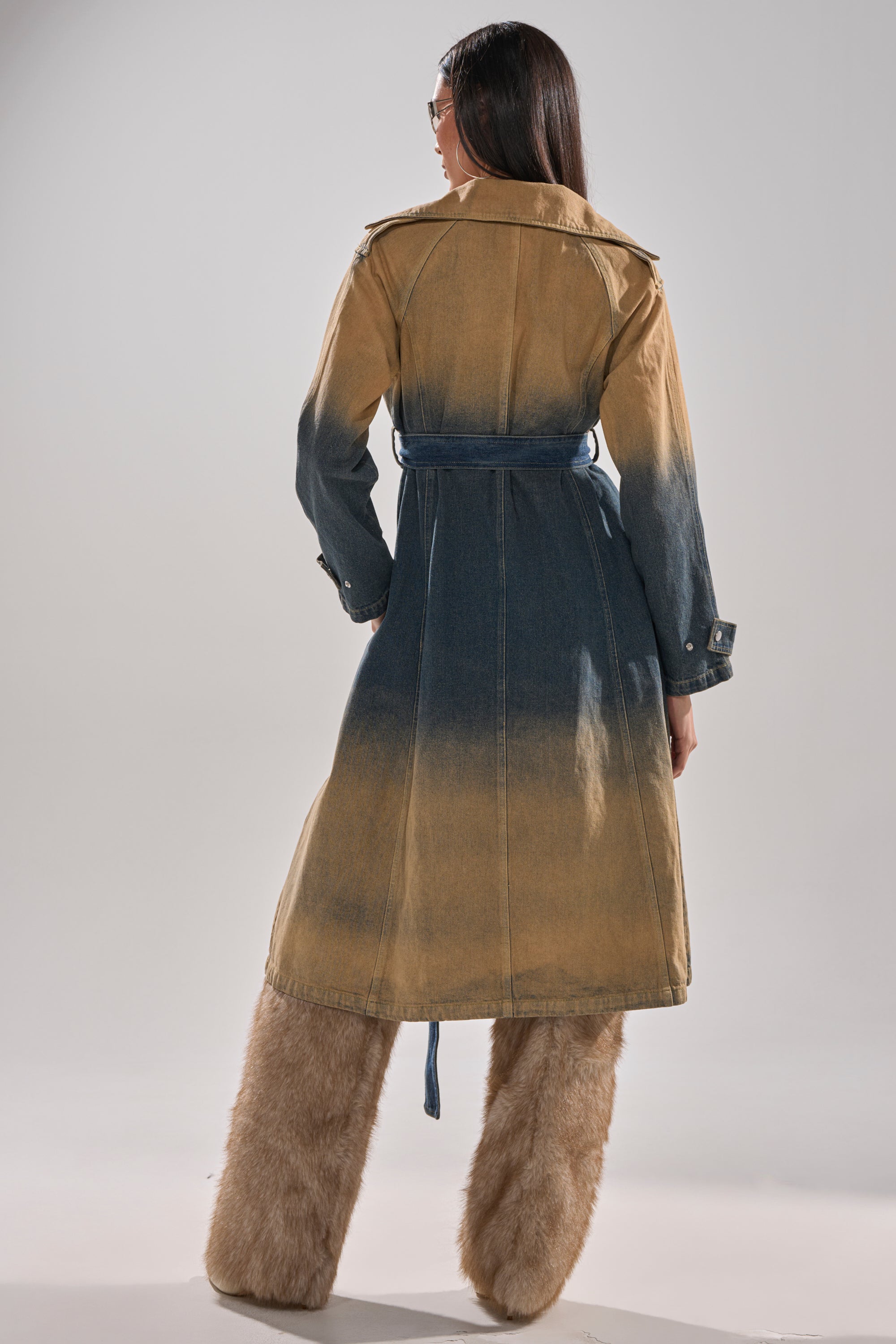 ACID WASHED DENIM TRENCH