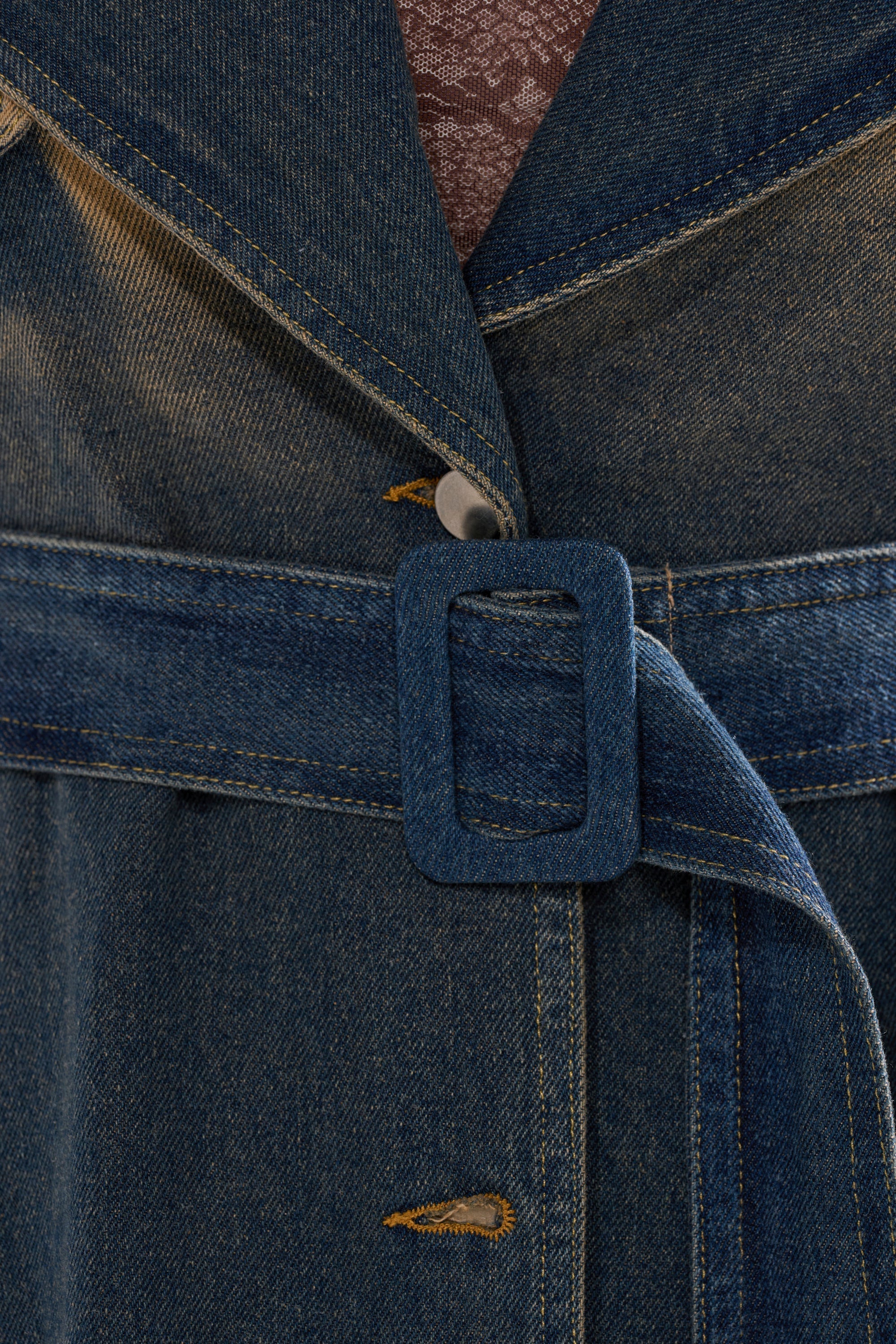 ACID WASHED DENIM TRENCH