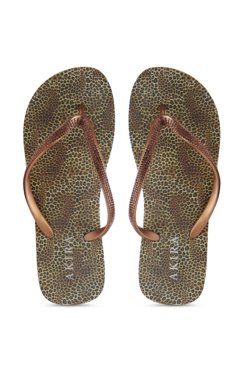 AKIRA LORETA LEOPARD THONG FLIP FLOP