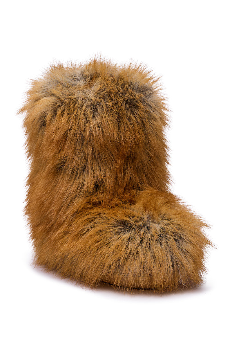 AZALEA WANG NADIANNA TAN FLAT FUR BOOTIE